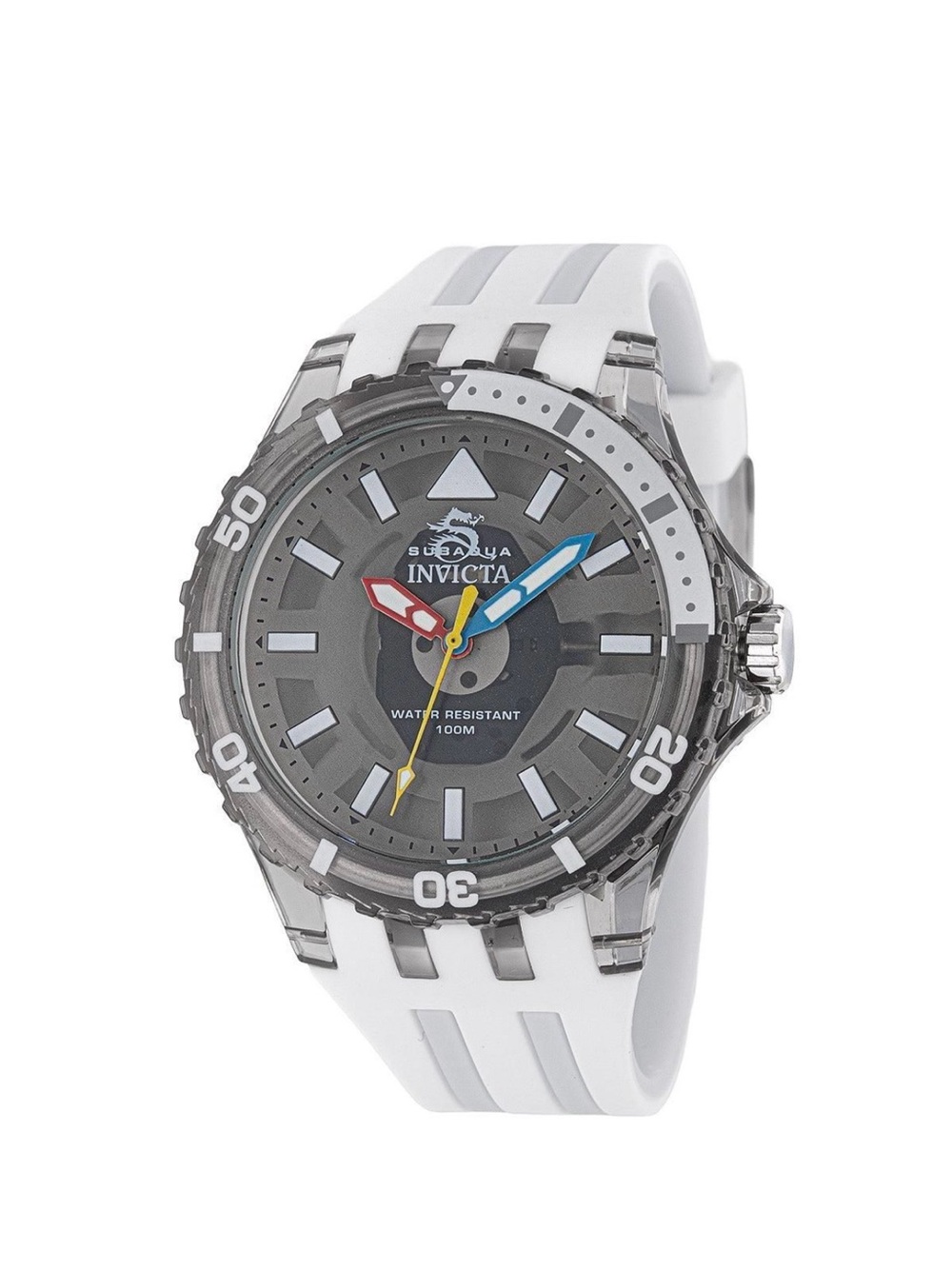 Invicta Men’s White Silicone Watch with Gray Dial and Multicolored Hands